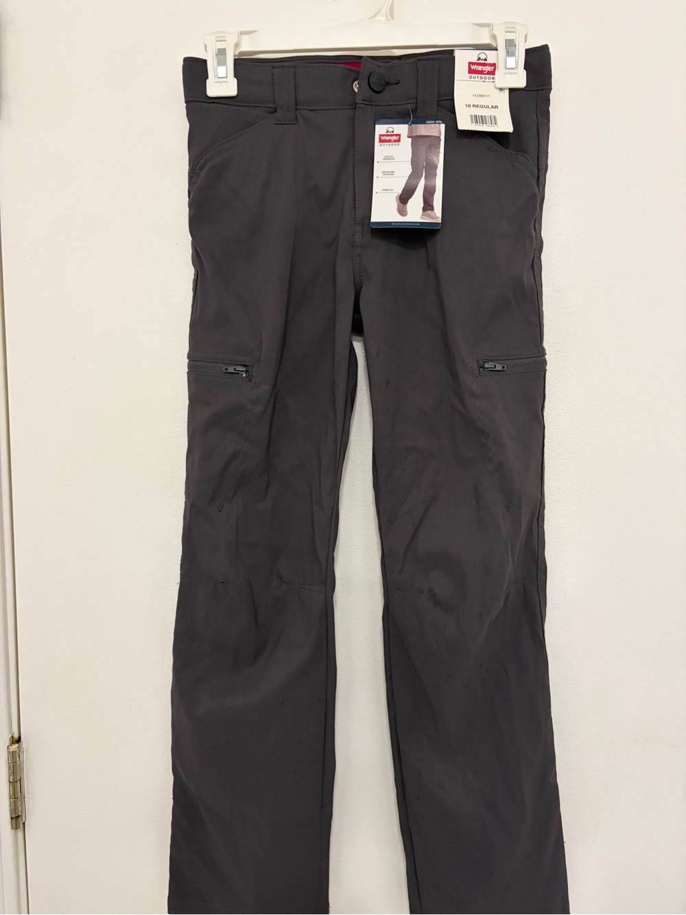 Wrangler Dark Gray Outdoor Zip Pocket Pants boys 10